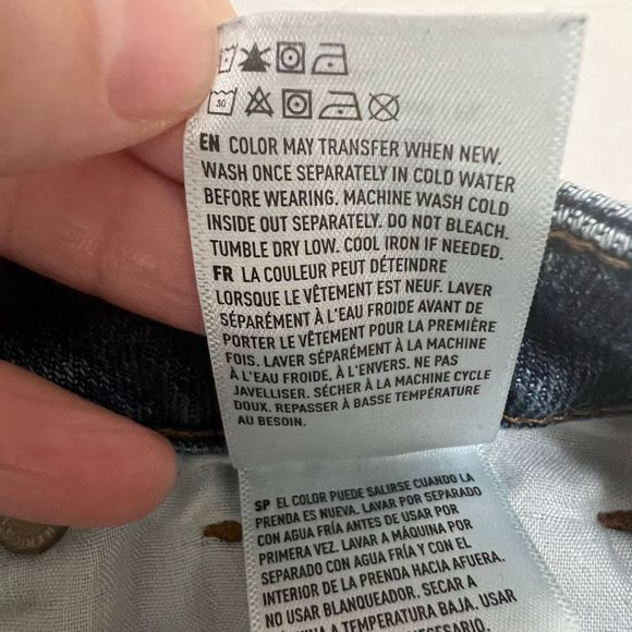 American Eagle Mom Dark Blue Wash Distressed Stretch Skinny Denim Jeans Size 0‎ - Picture 14 of 16